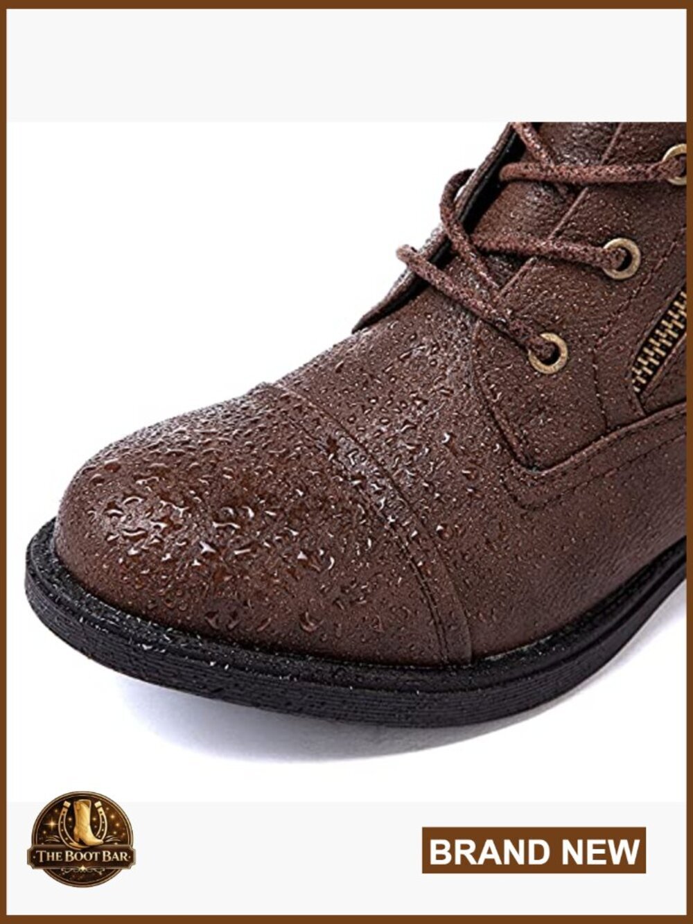 Women's Ankle Booties Combat Boots Low Heel Lace Up Side Zipper Fall - Picture 5 of 7